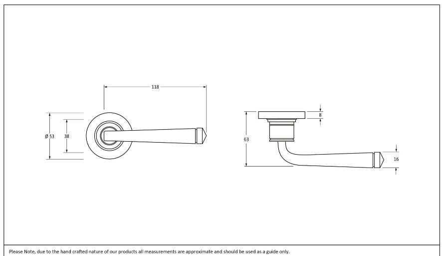 Pewter Round Lever Door Handle on Rose Dimensions Pewter Round Lever Door Handle on Rose Dimensions