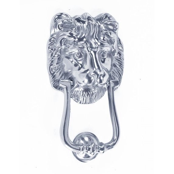 "Mayfair Lion" Bright Chrome Door knocker