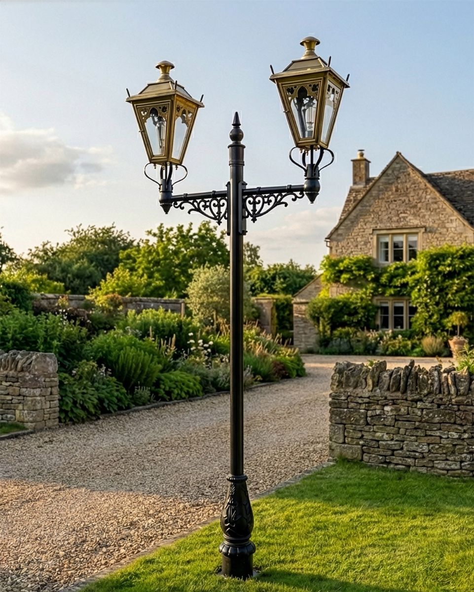 Double headed Gothic Lamp post digital illustration