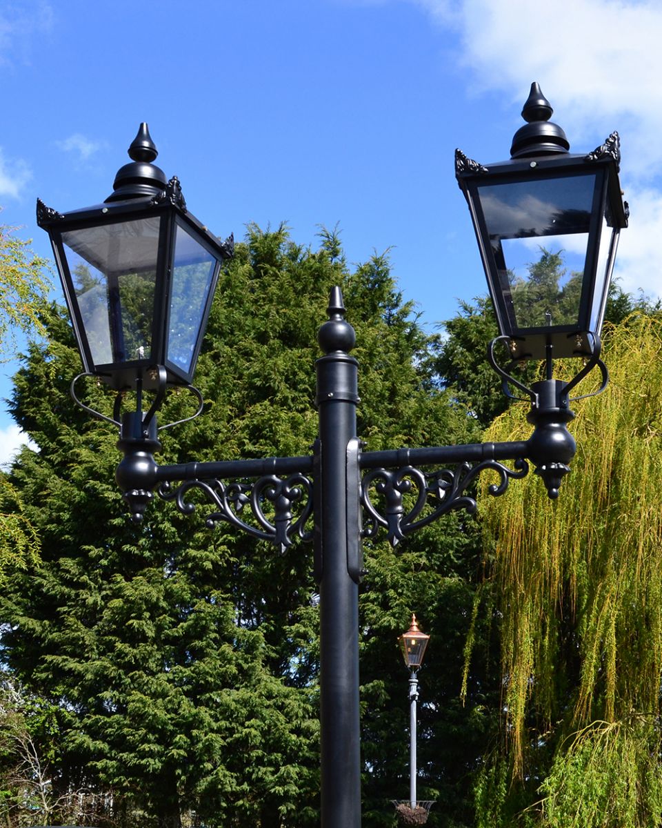 Double Headed Lamp Post Lantern Close Up
