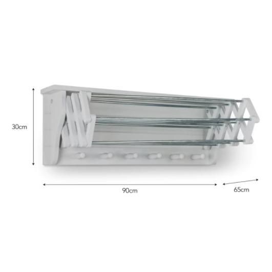 Off-White Extendable Wall Mounted Clothes Drying Rack Measurements