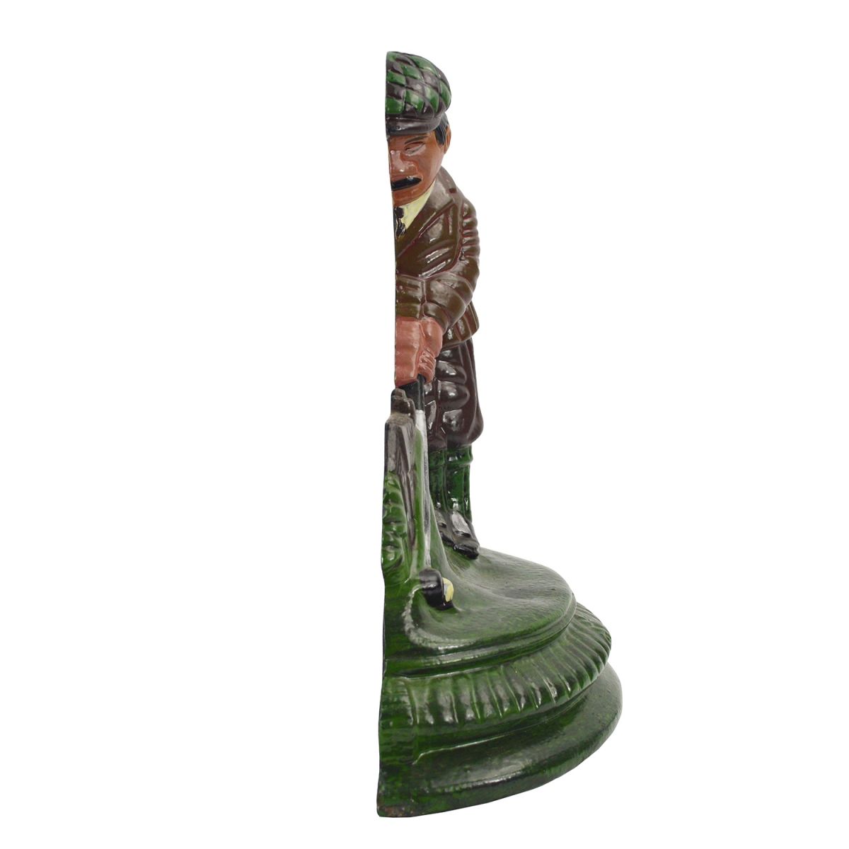 Hand Painted Golfer Door Stop from side Hand Painted Golfer Door Stop from side