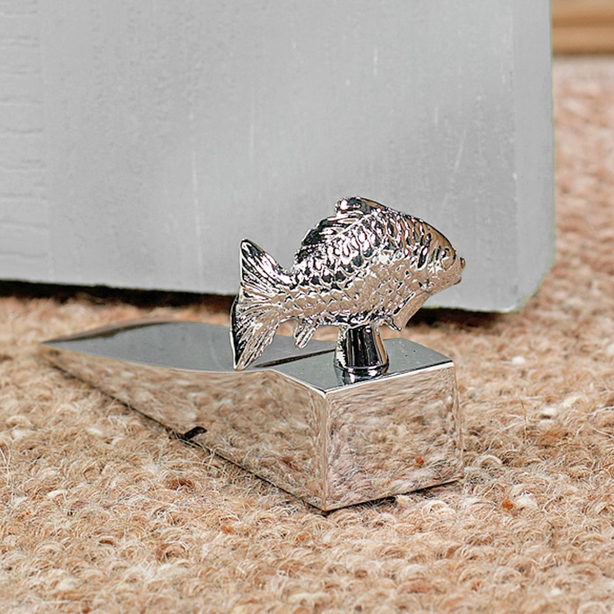 Bright Chrome "Flounder" Fishy Door Wedge