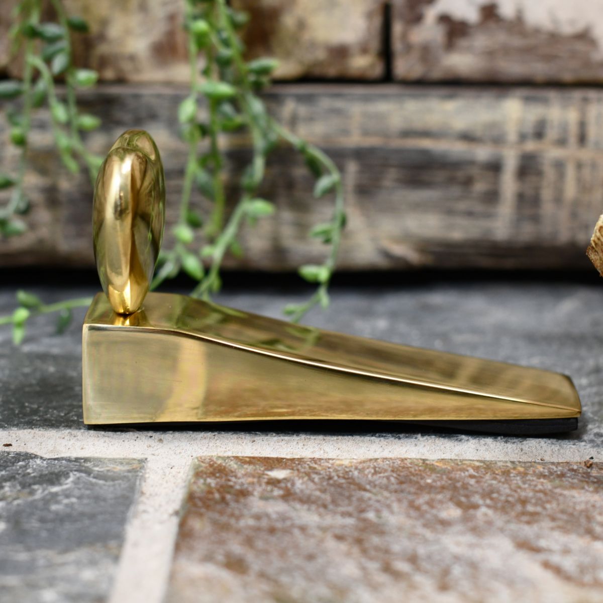 perfect wedding gift chubby heart polished brass door wedge