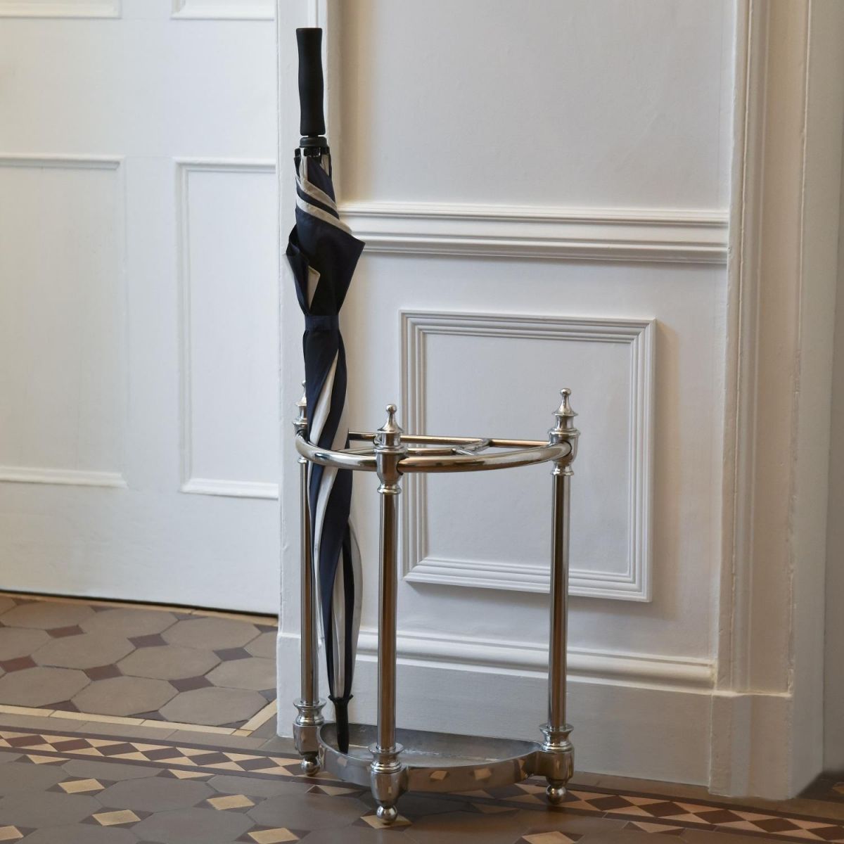 Antique Nickel "Half-Moon" Umbrella Stand  Antique Nickel "Half-Moon" Umbrella Stand