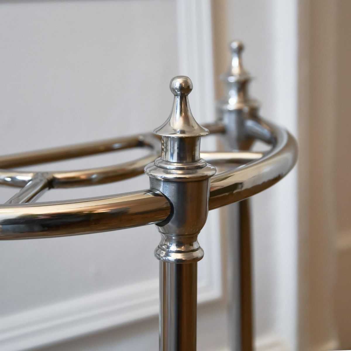 Close up of urn shaped finials on Umbrella Stand  Close up of urn shaped finials on Umbrella Stand