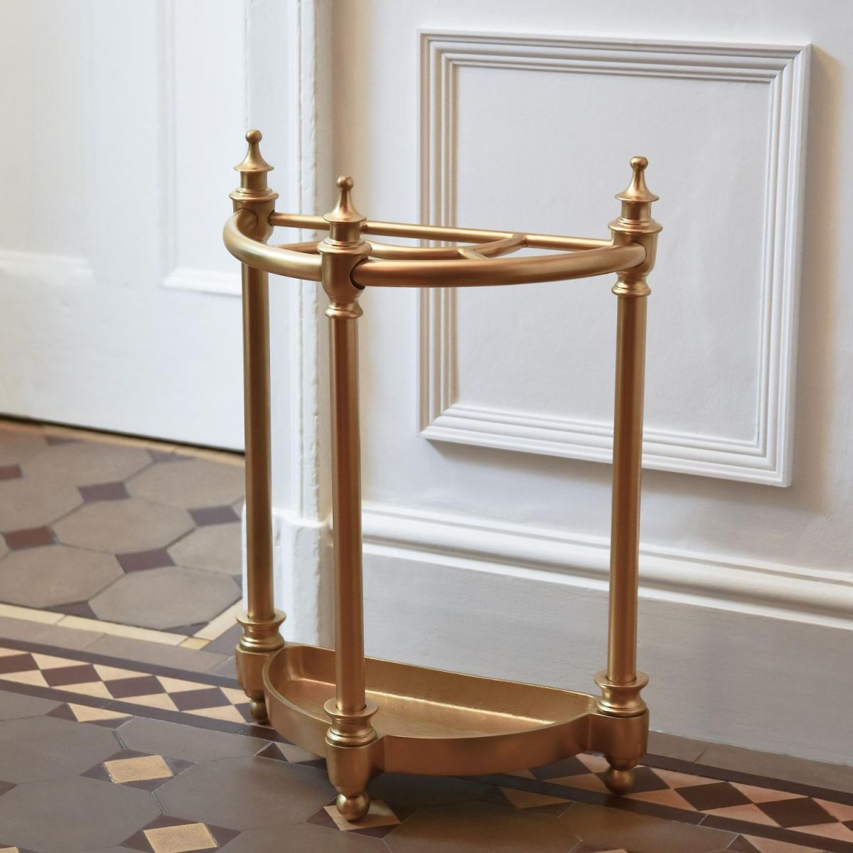 "Half-Moon" Umbrella Holder in Antique Brass  "Half-Moon" Umbrella Holder in Antique Brass