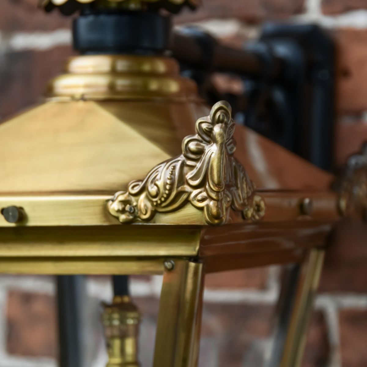Close up of Antique Brass corner finial Close up of Antique Brass corner finial