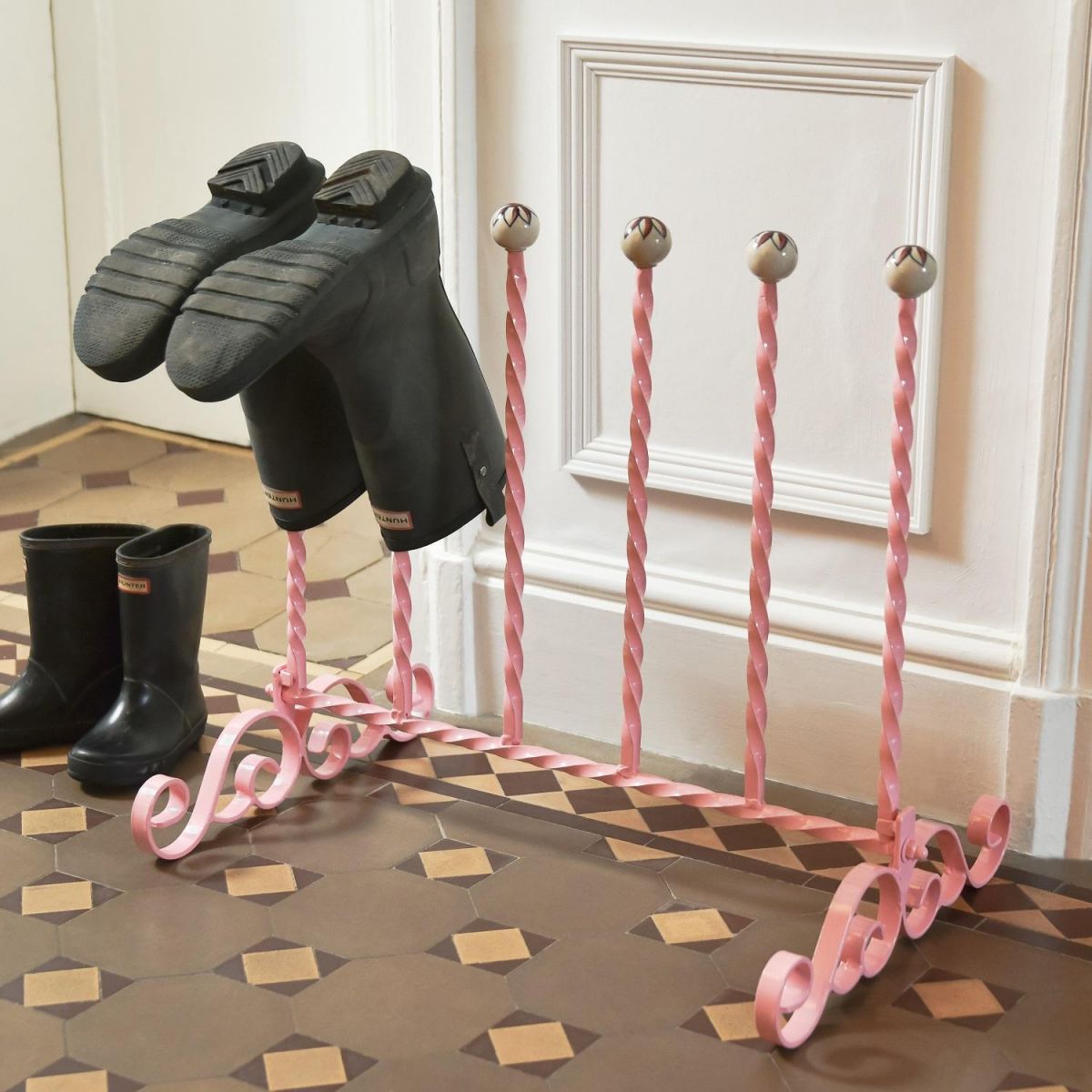 “Hazelbryn” Pastel Pink 3 Pair Boot Rack “Hazelbryn” Pastel Pink 3 Pair Boot Rack