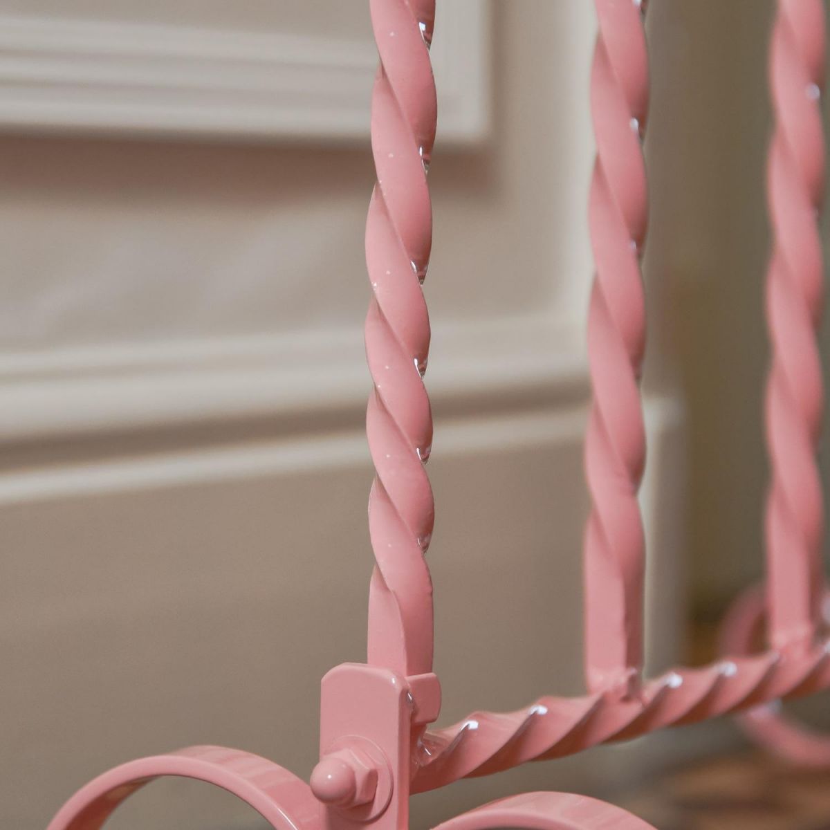 Close up of Wrought Iron Pink Welly Rack Close up of Wrought Iron Pink Welly Rack