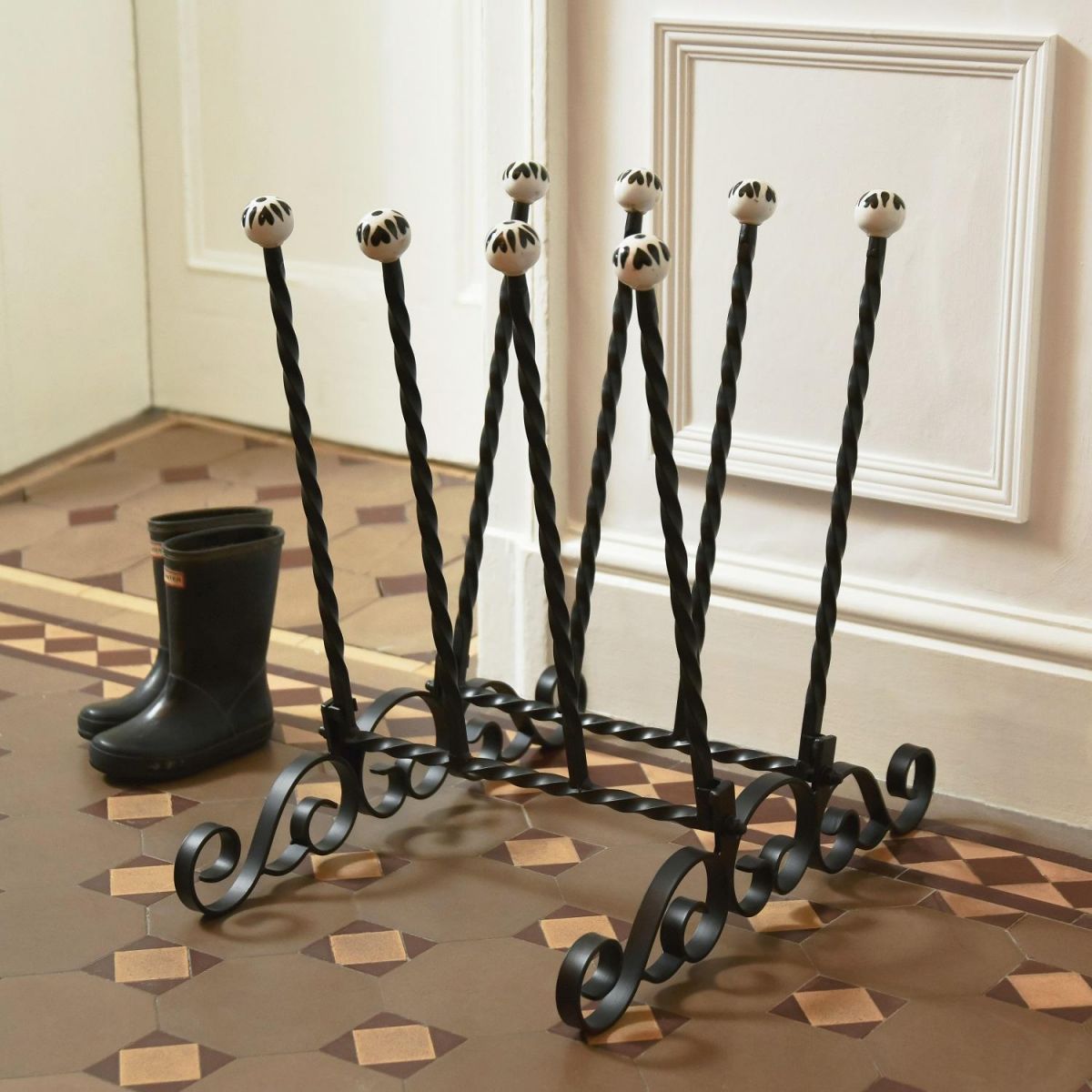 "Farnthorpe" Black 4 Pair Ornate Boot Rack "Farnthorpe" Black 4 Pair Ornate Boot Rack