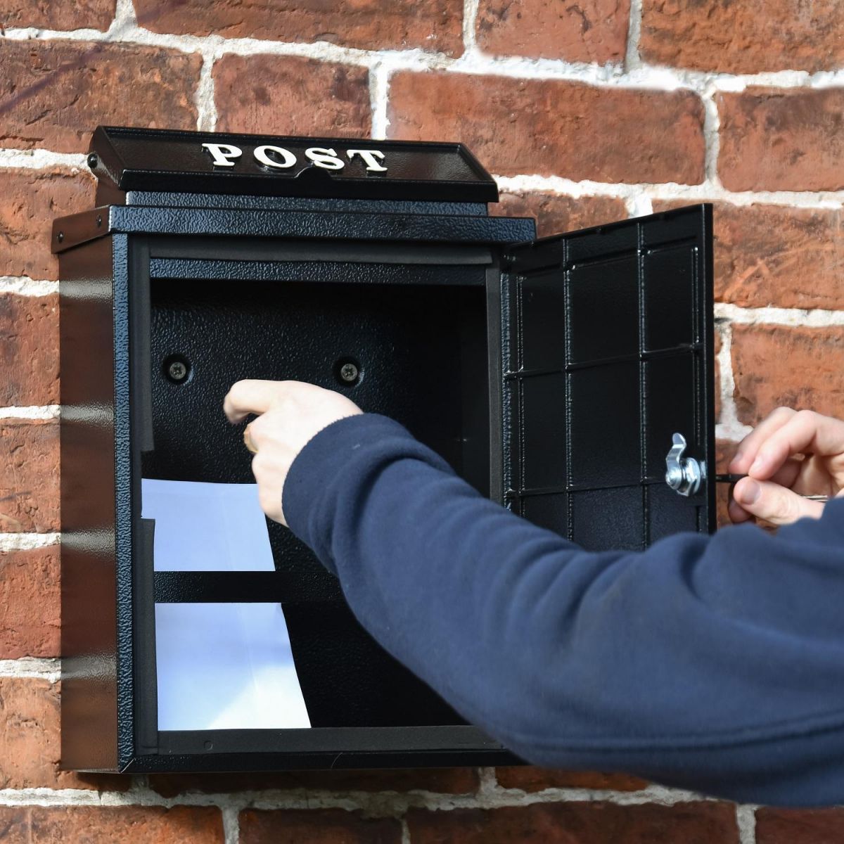 "Vintage Red Tractor" Post Box with Lockable Door Open "Vintage Red Tractor" Post Box with Lockable Door Open
