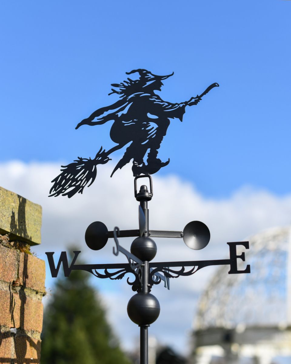 Witch on her broom weathervane Witch on her broom weathervane
