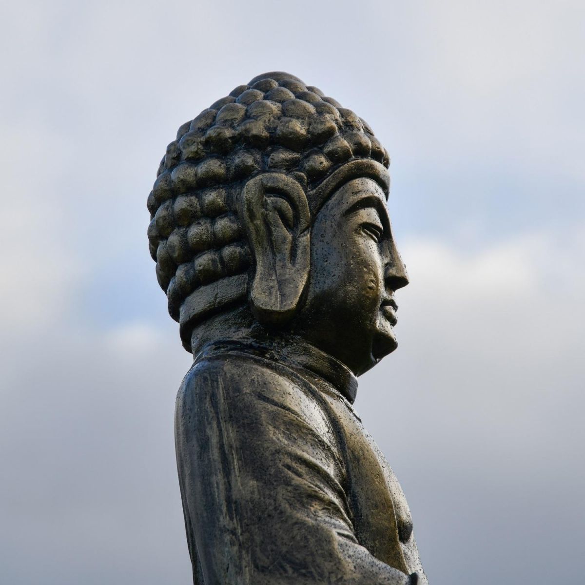 Side view of Antique Gold Buddha Head  Side view of Antique Gold Buddha Head