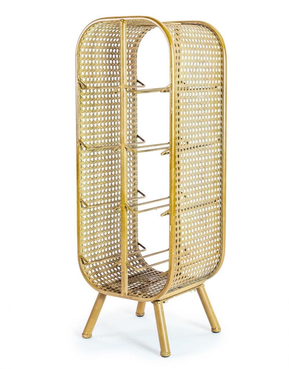 Rustic Metal Rattan Wine Bottle Rack