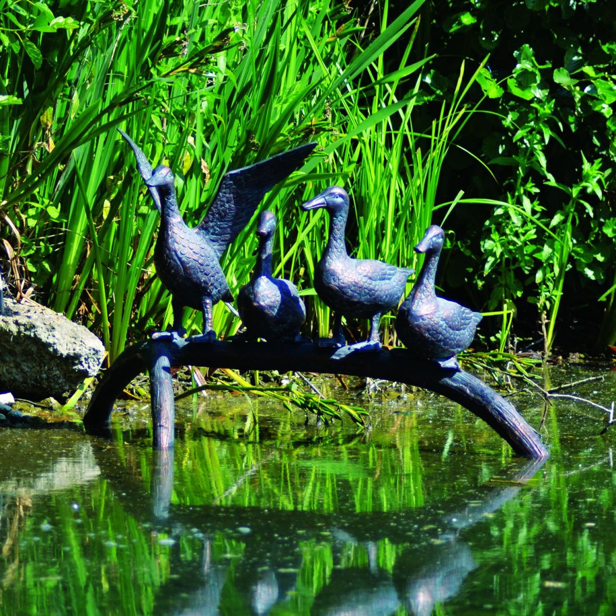 Ducks on Branch Sculpture in an Antique Bronze Finish