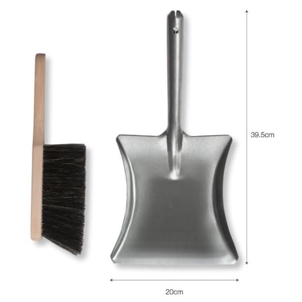 Household Steel & Wood Dustpan with Brush Measurements