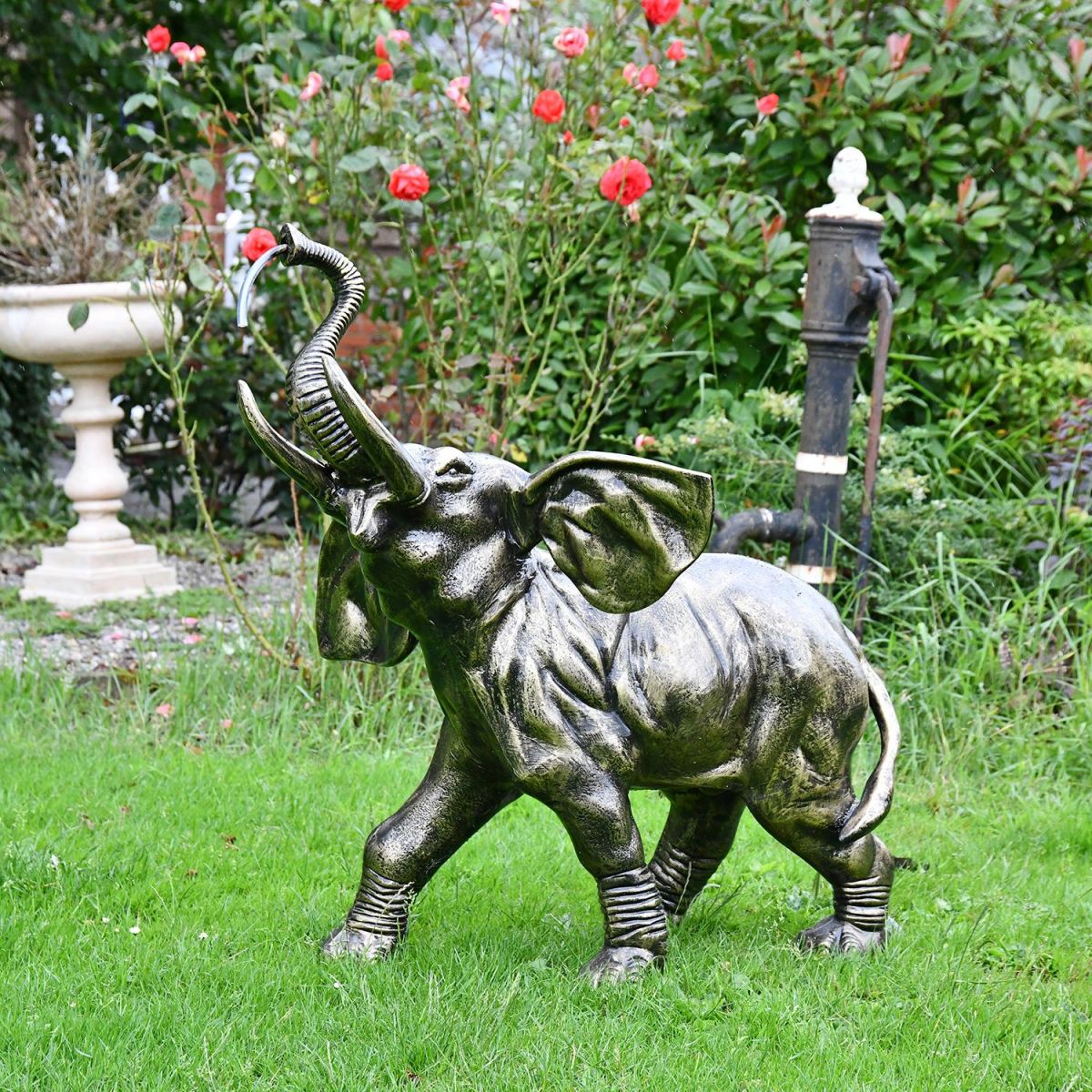 Side View of the Elephant Calf Water Fountain