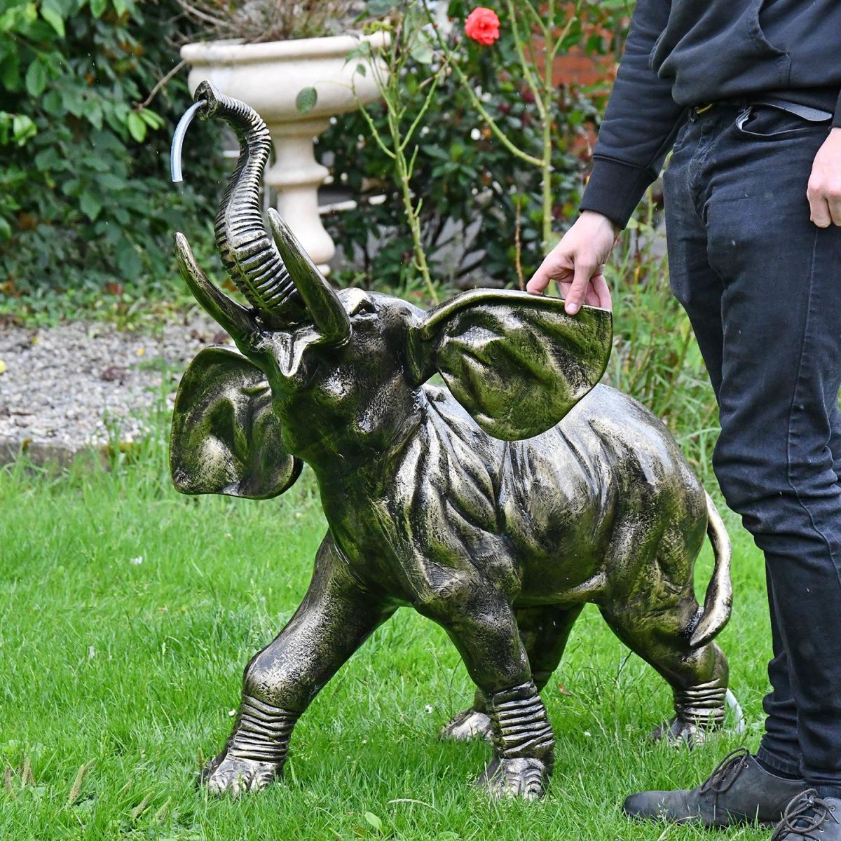 Elephant Calf Water Fountain to Scale