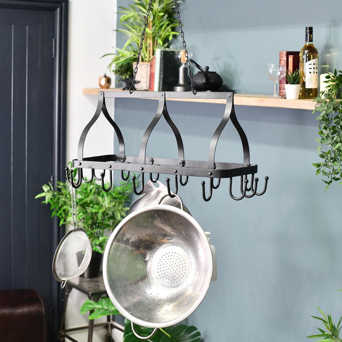 "Ellesmere" Hanging Saucepan Rack in Situ in the Home