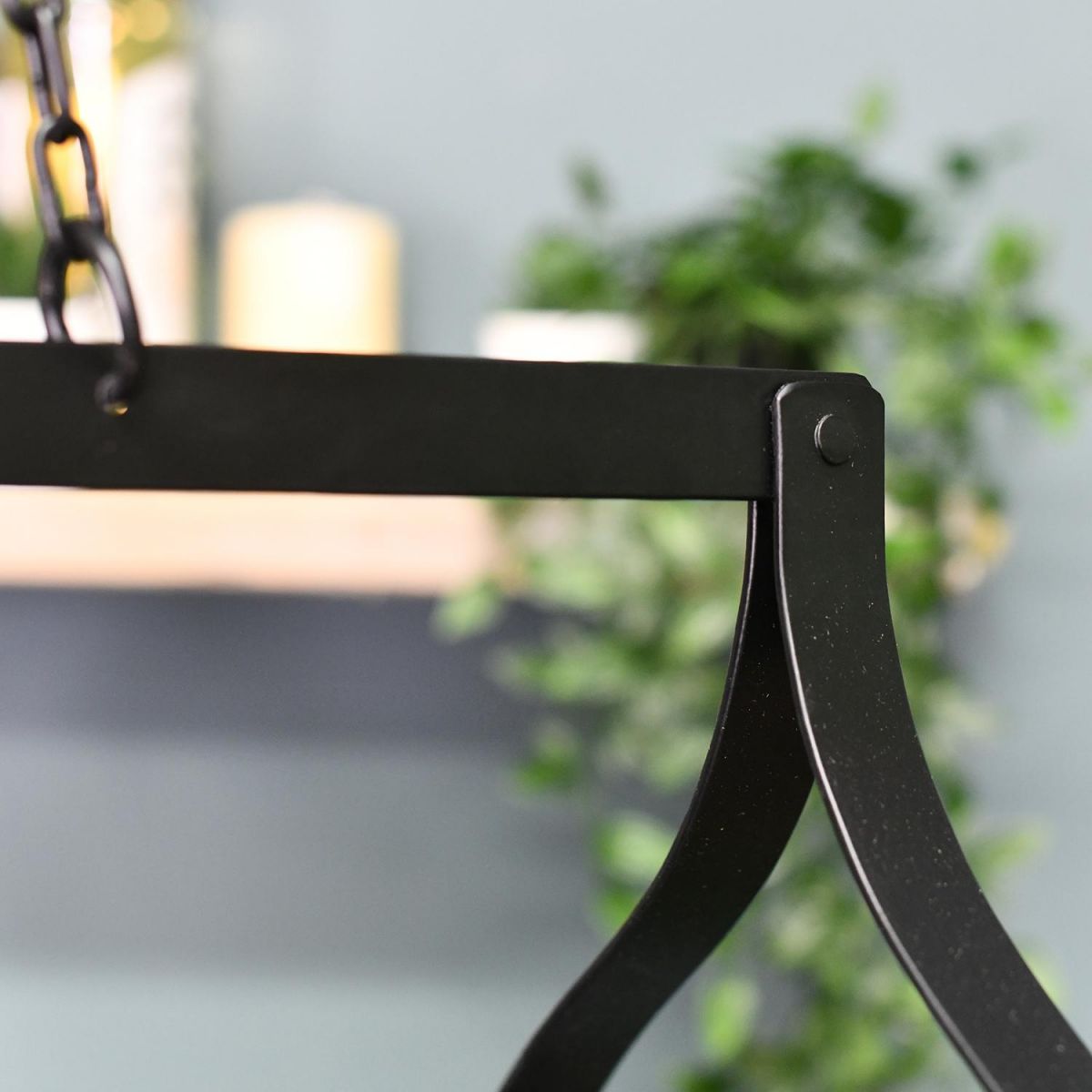 Close-up of the Black Finish on the "Ellesmere" Hanging Saucepan Rack