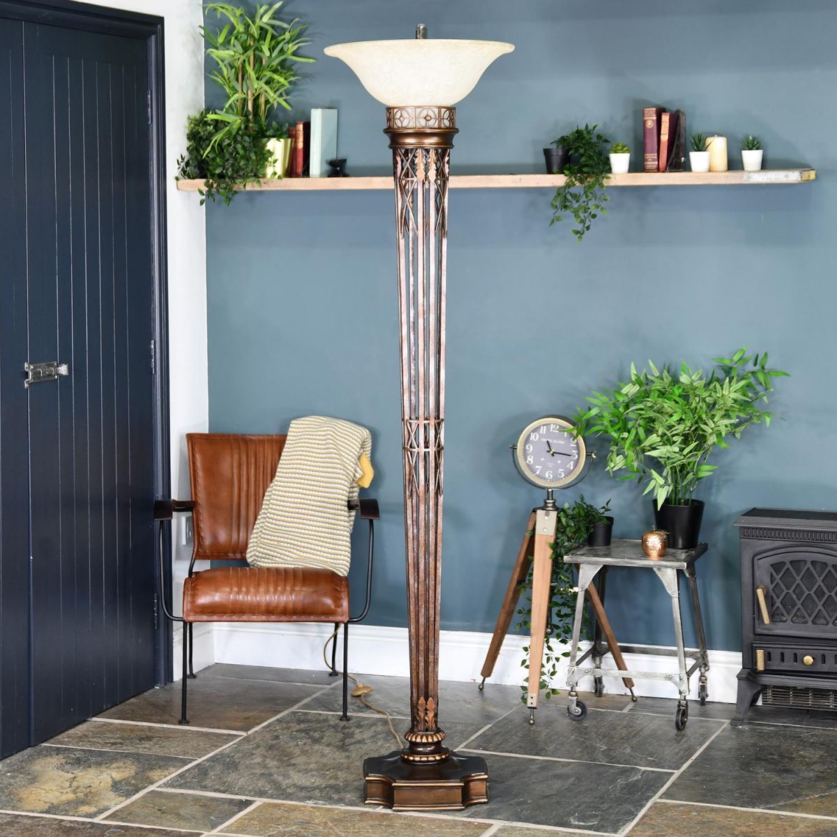 "Eltham Manor" Antique Gold Floor Lamp in Situ in the Home