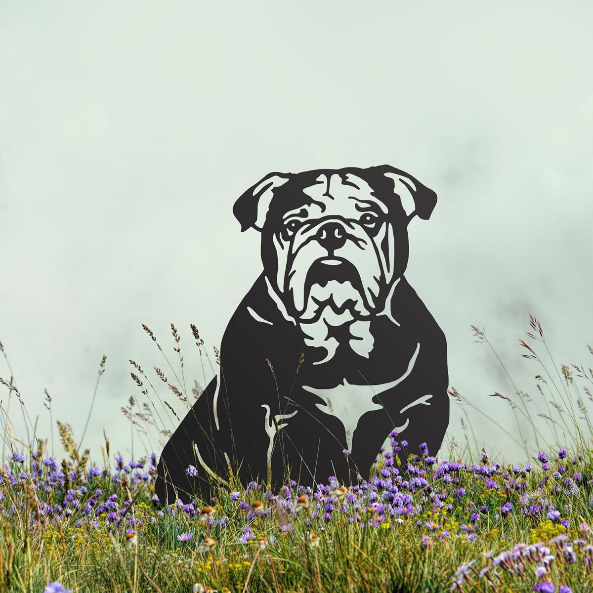 English Bulldog Silhouette on Display Outside 