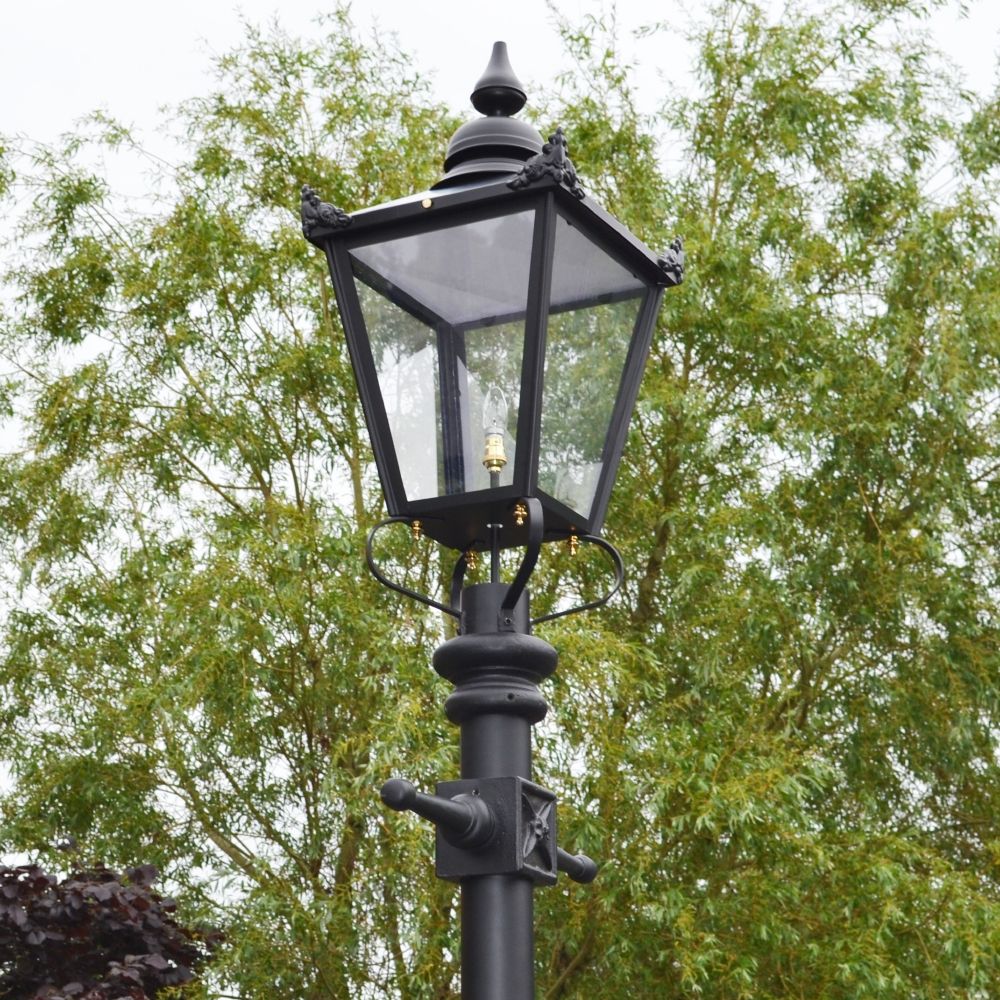 Close-up of the Black Victorian Lantern on the Lamp Post Set