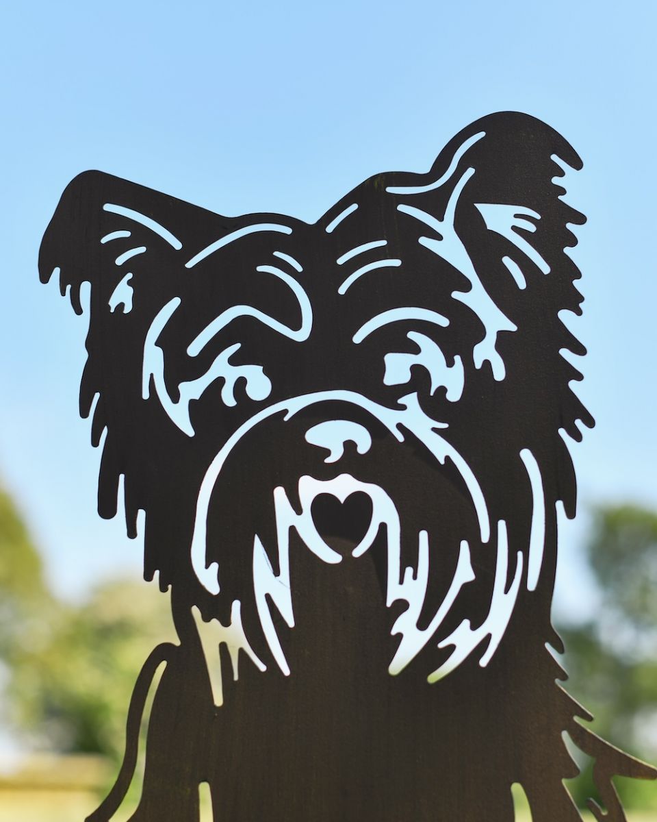 Close up of face detail on garden decor silhouette