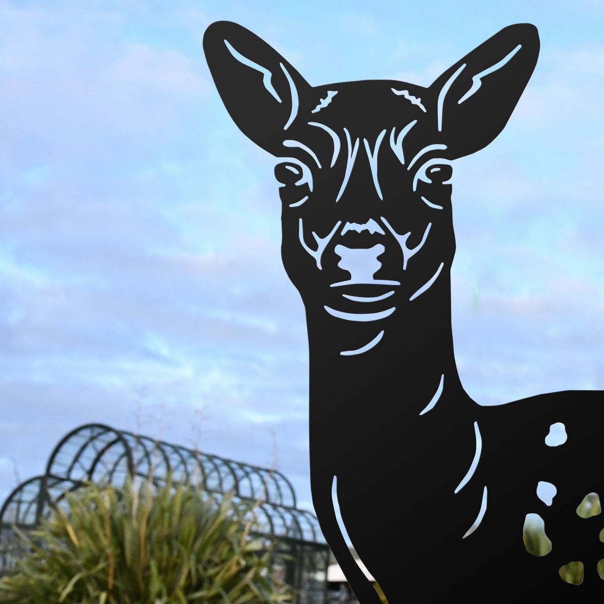 Close up of detailing on face of Black Fallow Doe Silhouette 