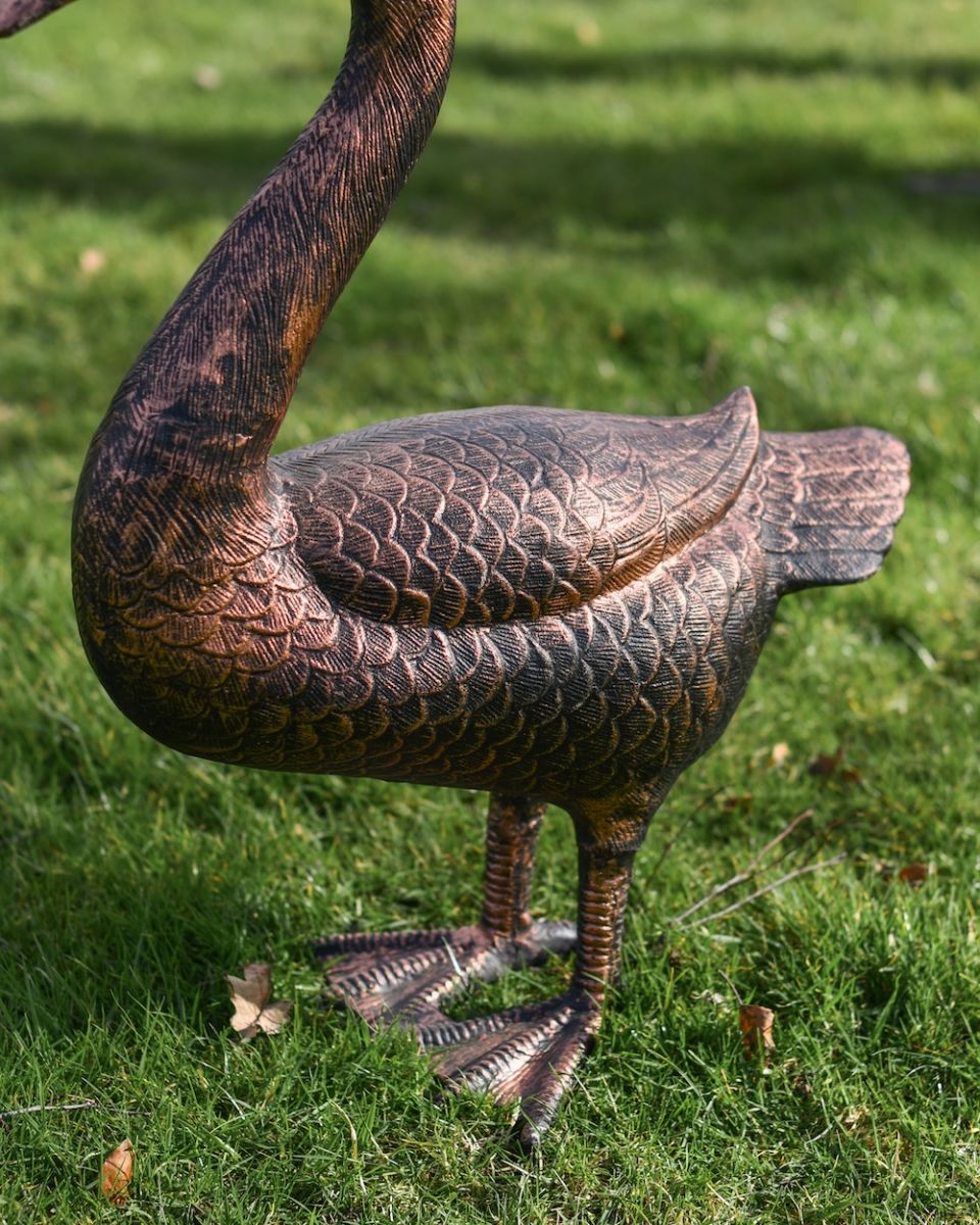 detailed close up of body of swan sculpture