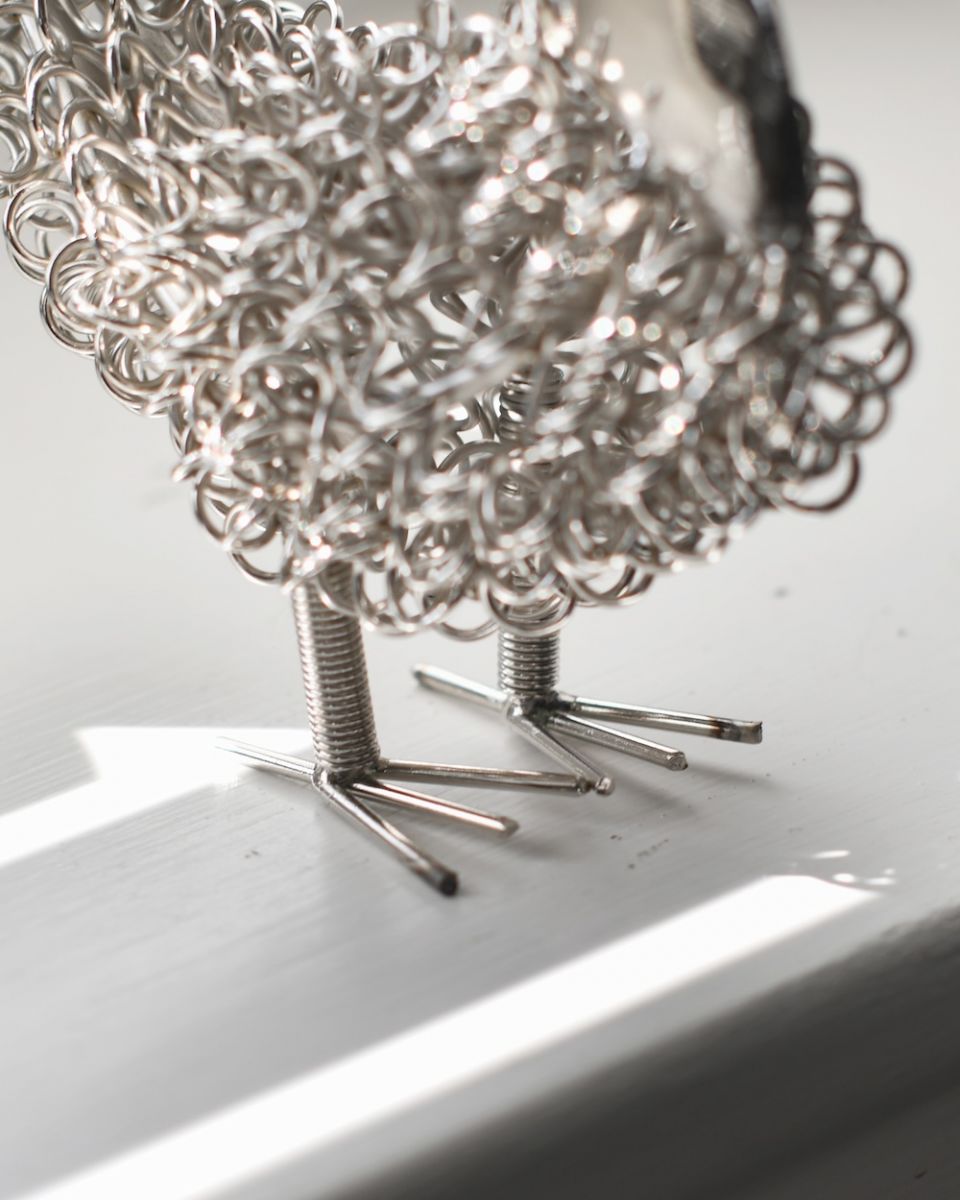 Close up on feet detail on recycled cockerel