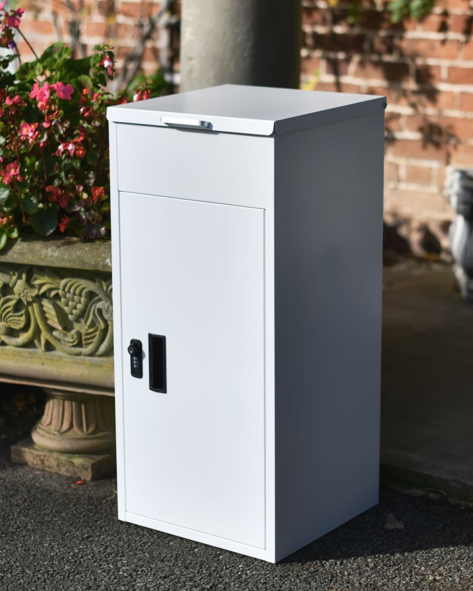 Felton white free standing contemporary parcel box