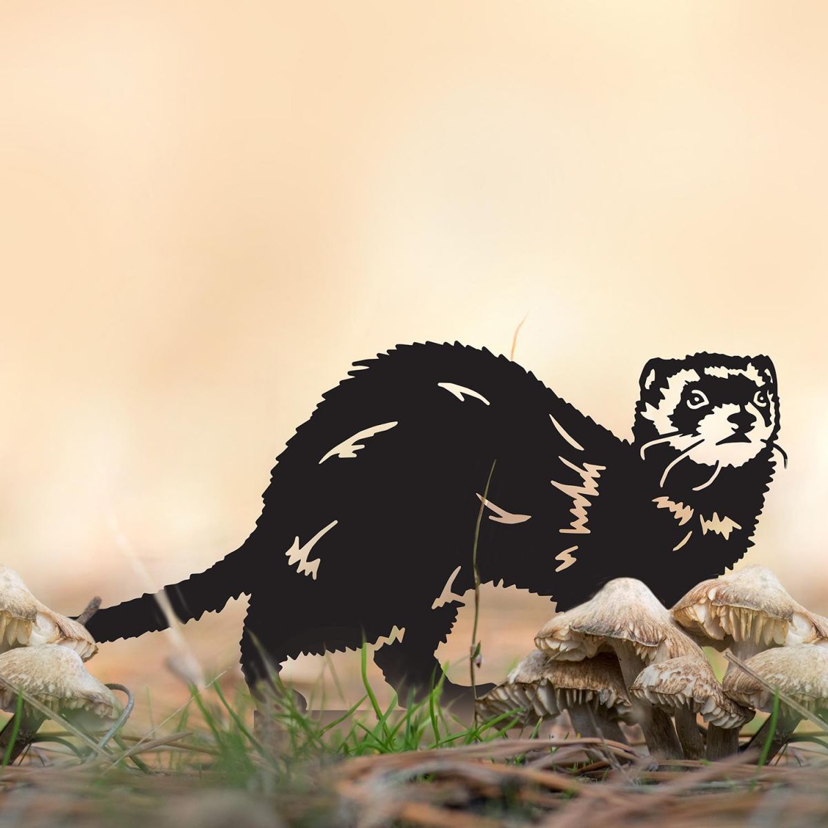 Ferret Silhouette in Situ in the Garden