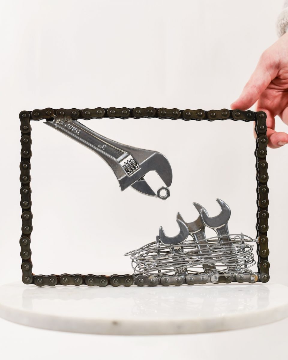 Scale image of recycled metal sculpture