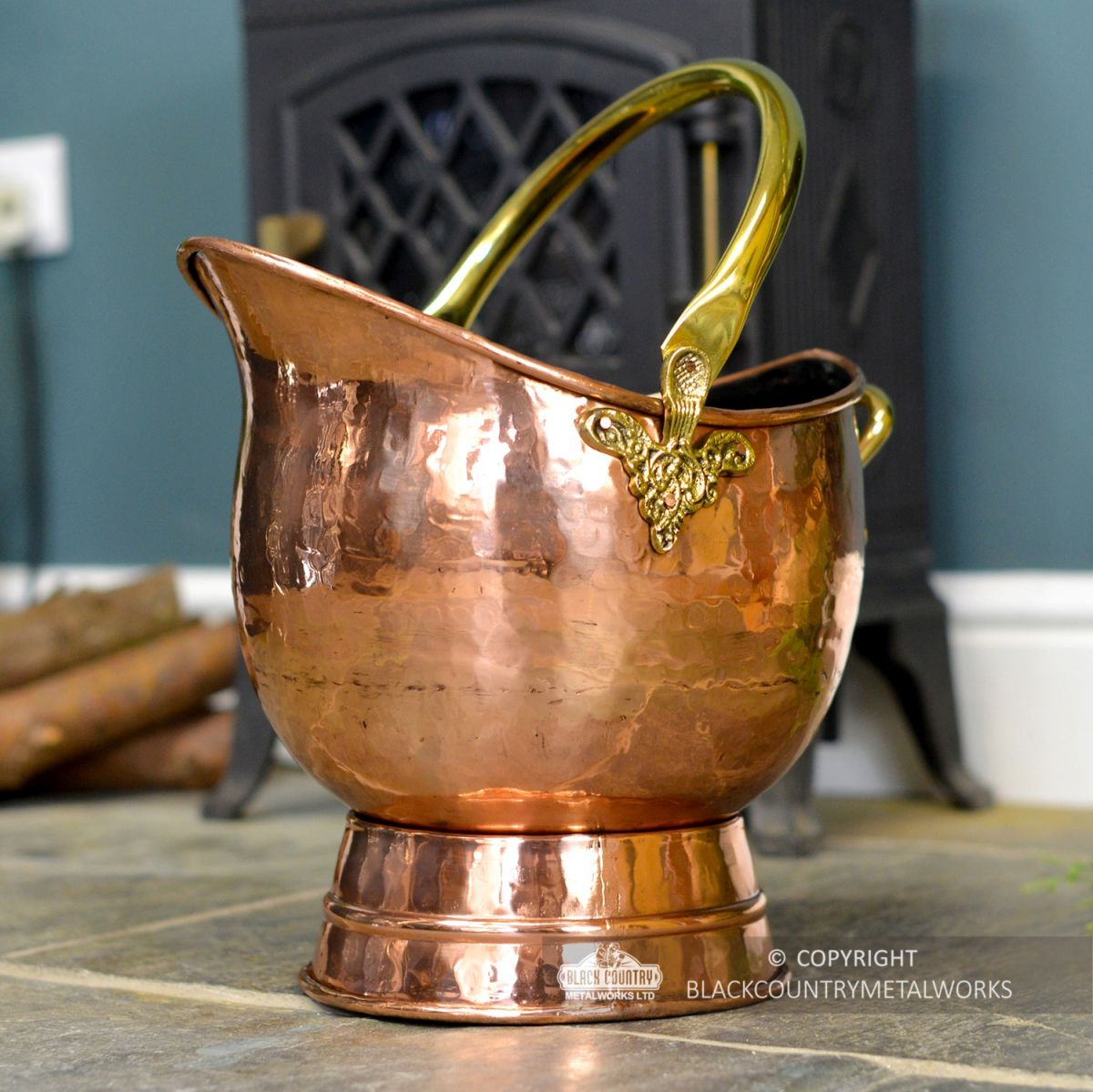 "Windsor" Coal Bucket in Situ Next to the Fireplace "Windsor" Coal Bucket in Situ Next to the Fireplace