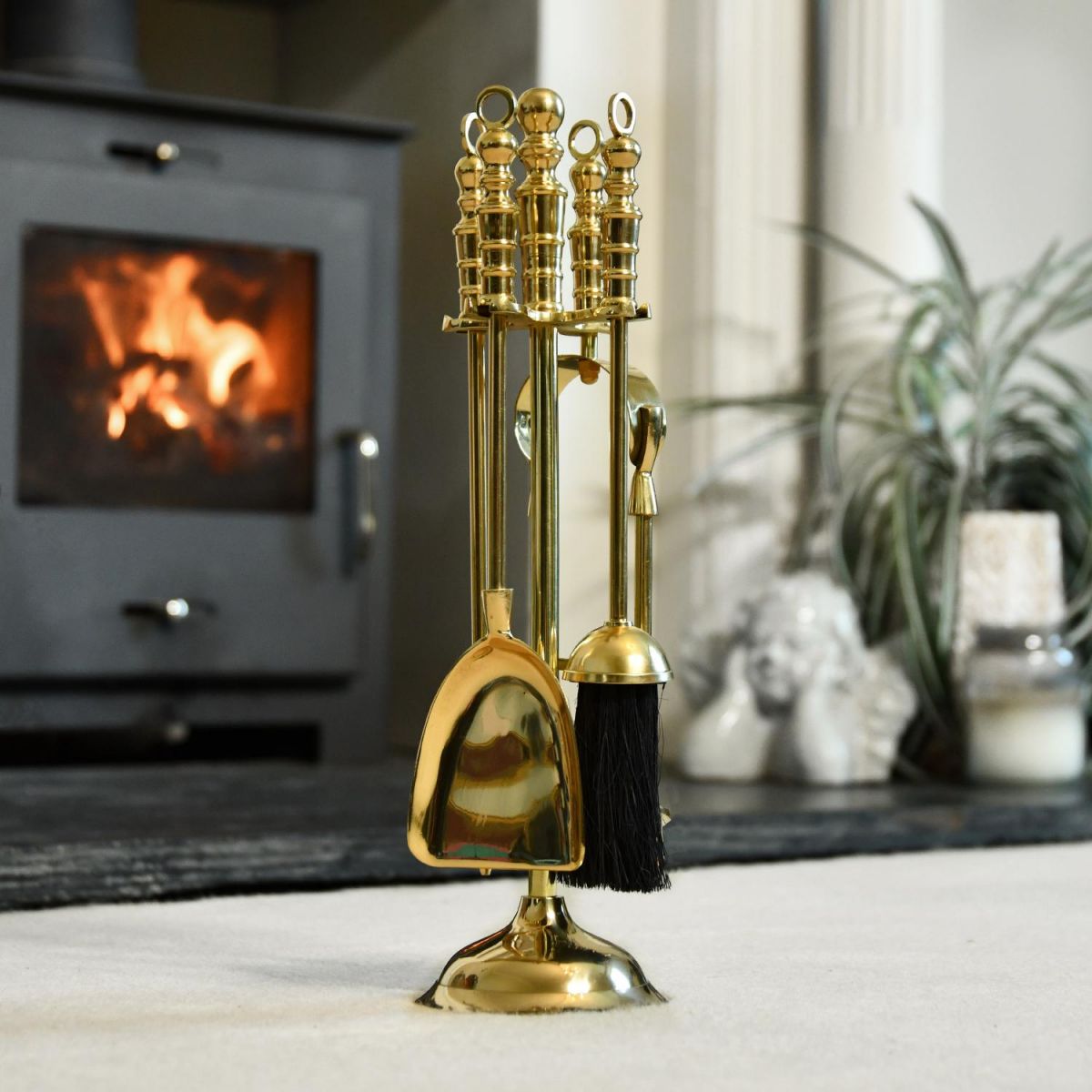 "Empress" Polished Brass Fireside Companion Set 40cm 