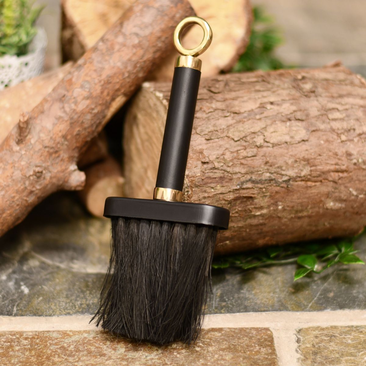 Black & Brass fireplace brush