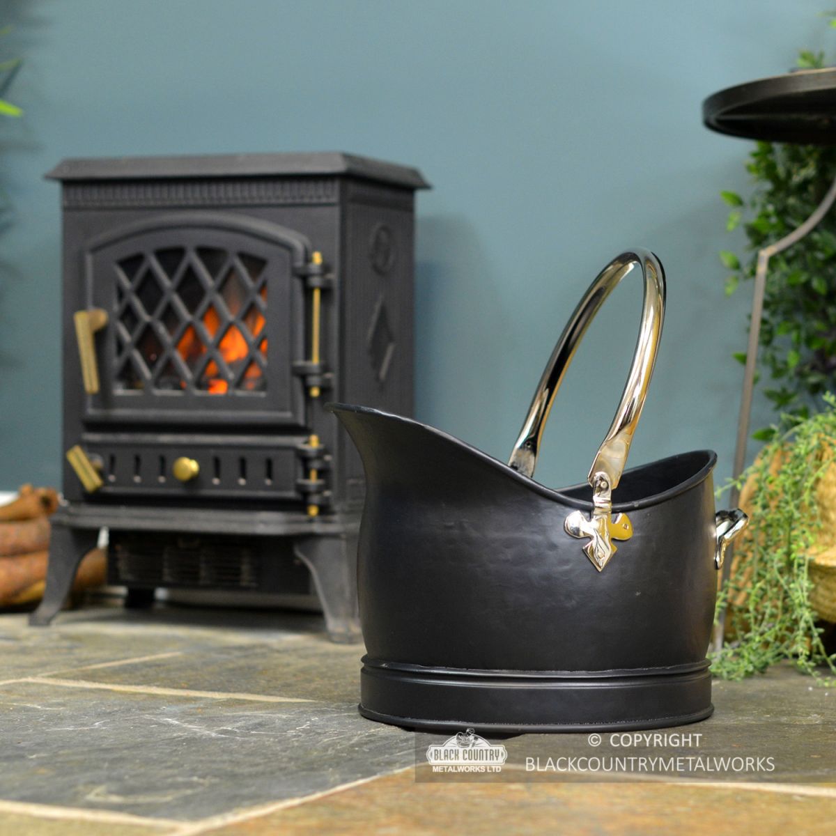 "Hinswick" Victorian Coal Bucket in Situ Next to the Fireplace