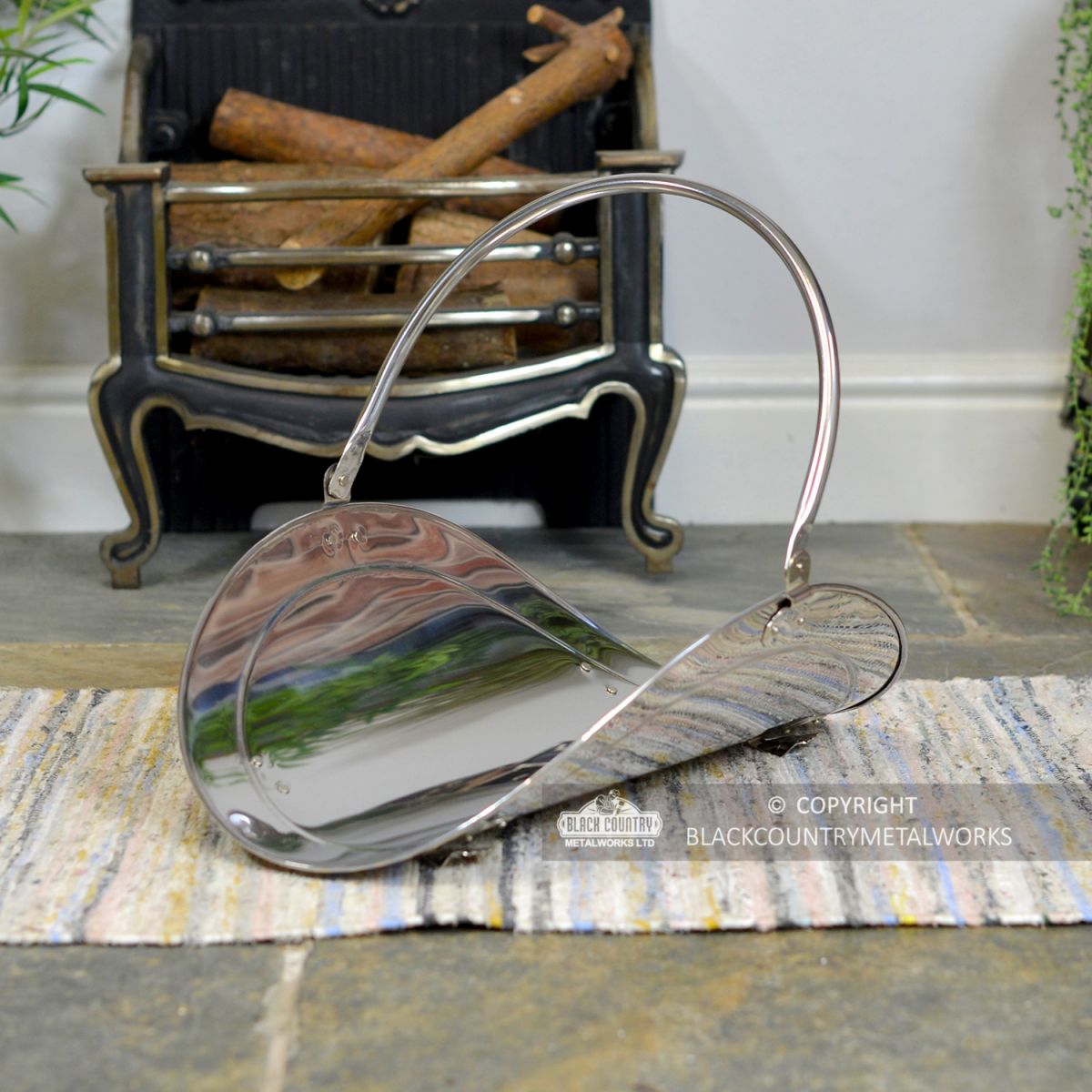 "Evington" Curved Log Basket Created From Stainless Steel