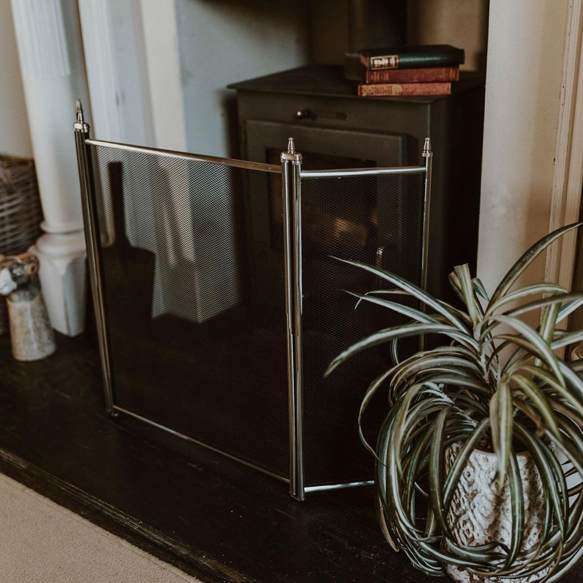 Steel & Iron Square Fire Guard insitu Steel & Iron Square Fire Guard insitu