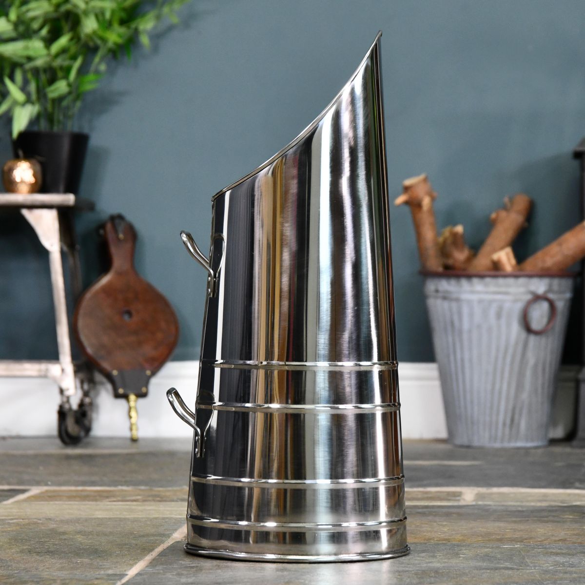 Coal Hod- Polished Steel 