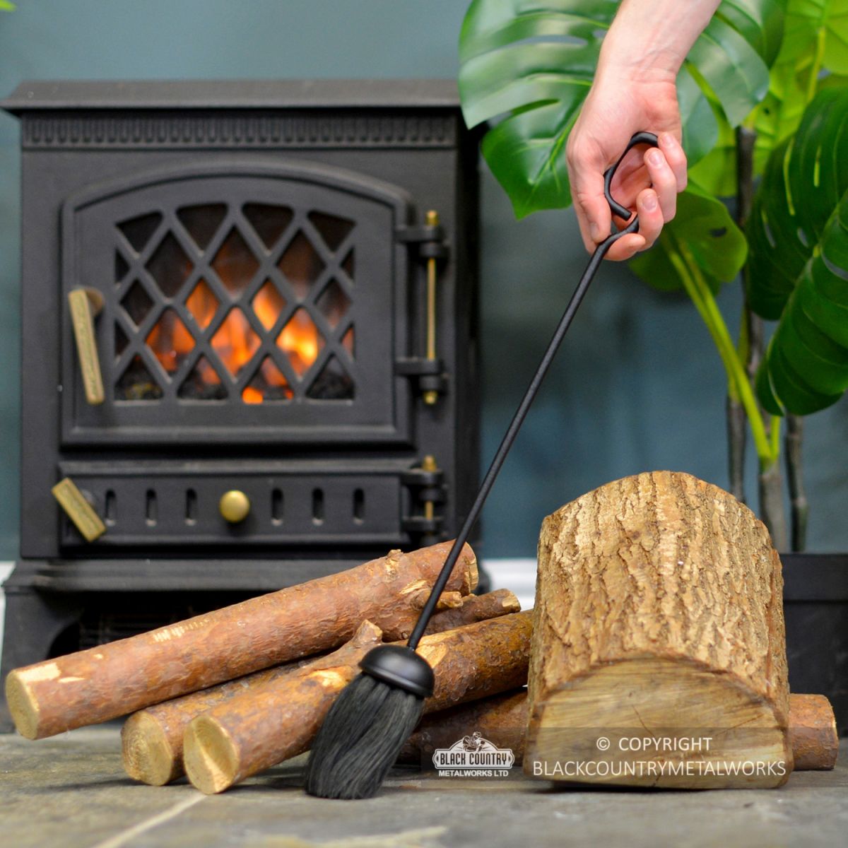 Traditional Black Fireside Brush to Scale