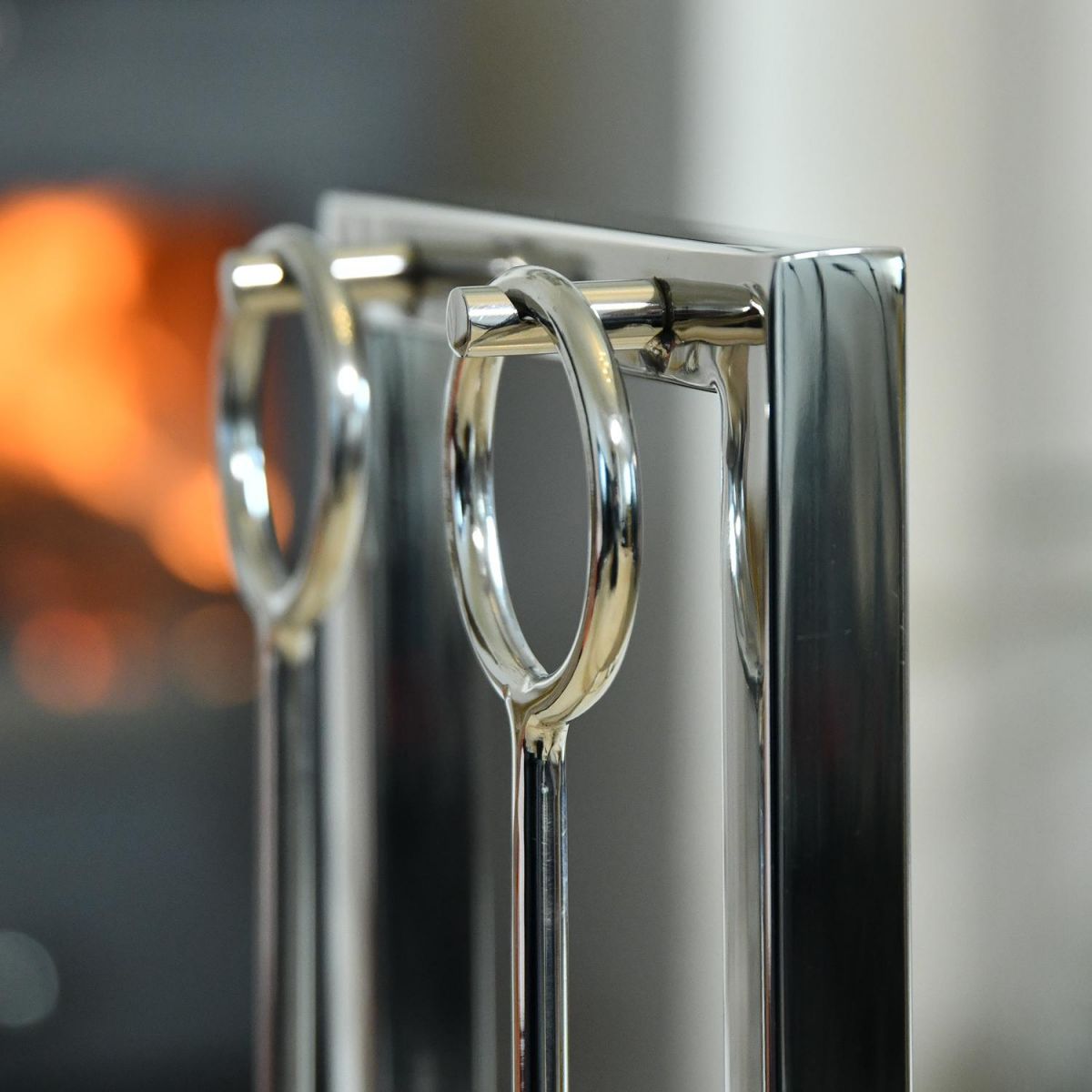 Close up of Circular Handles on Companion Set 