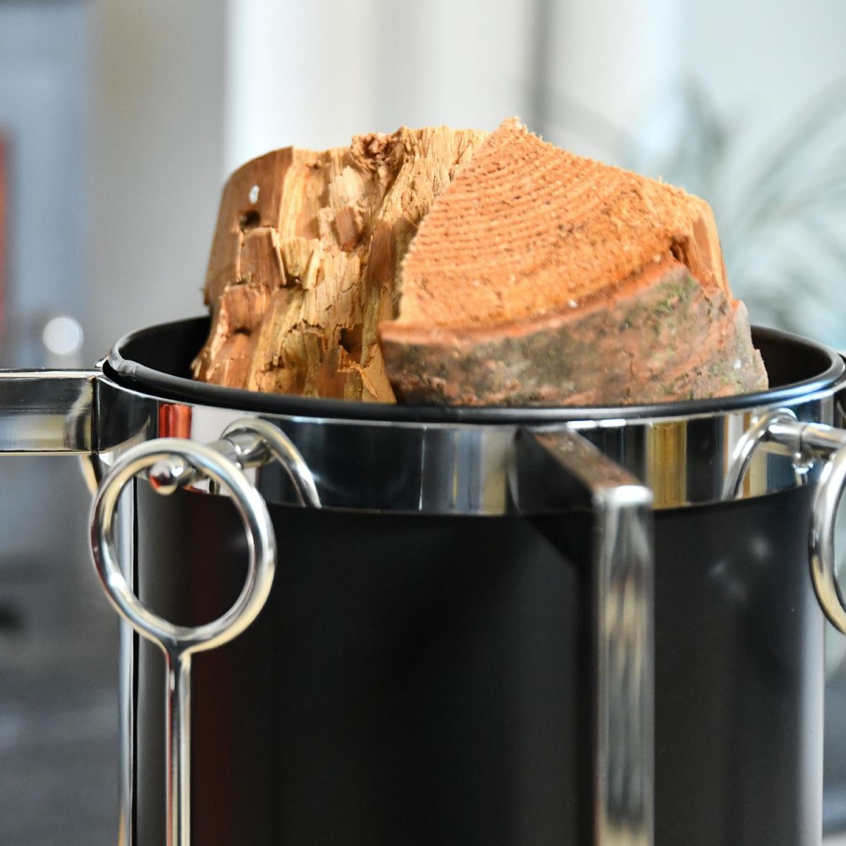 Close up of Cylindrical Coal Holder and Companion Set Hook 