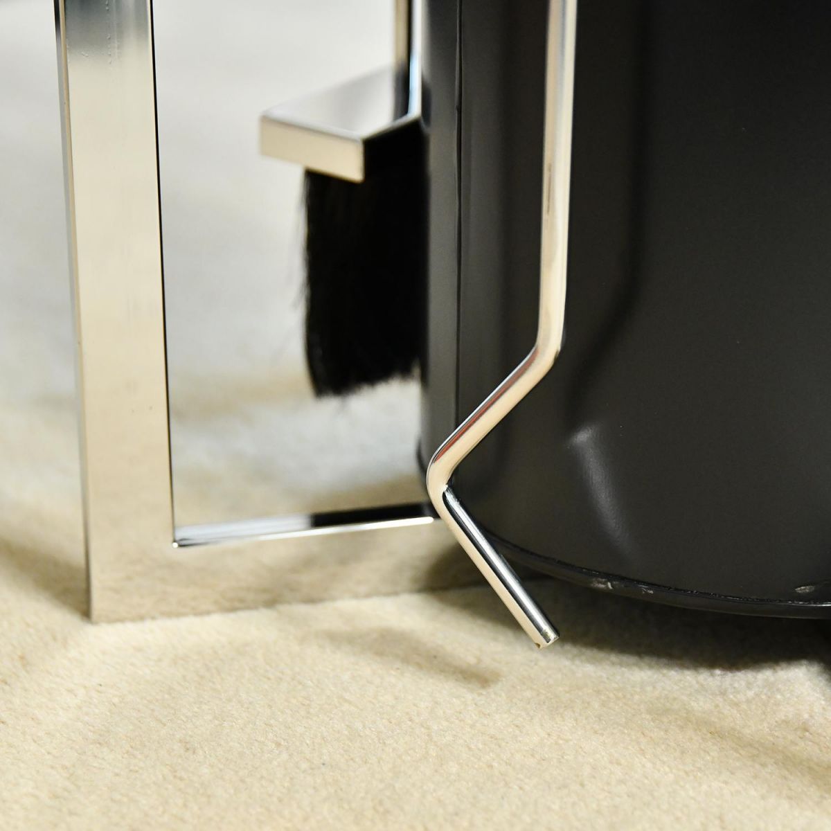 Close up of polished steel and black steel 