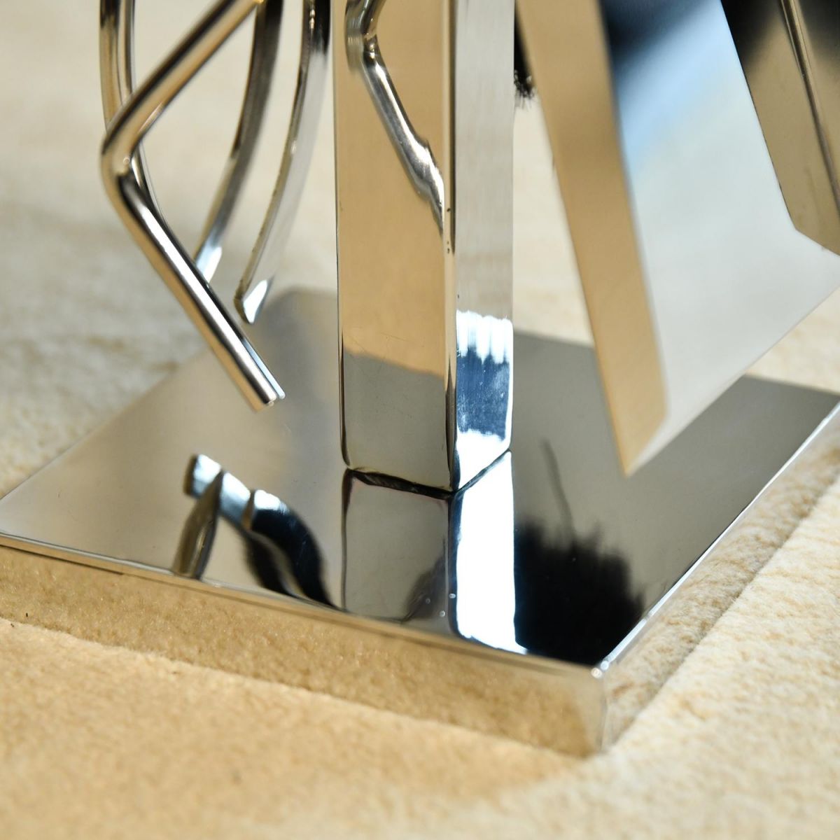 Close up of Stainless Steel Square Base