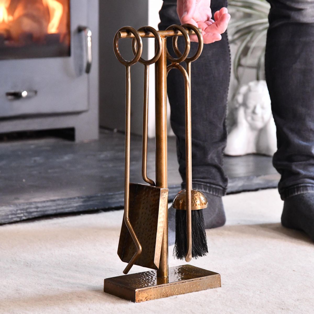 Midleton Hammered Antique Brass Companion Set 