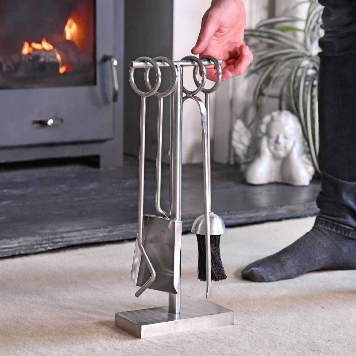 Brushed Steel Companion Set in Living Room