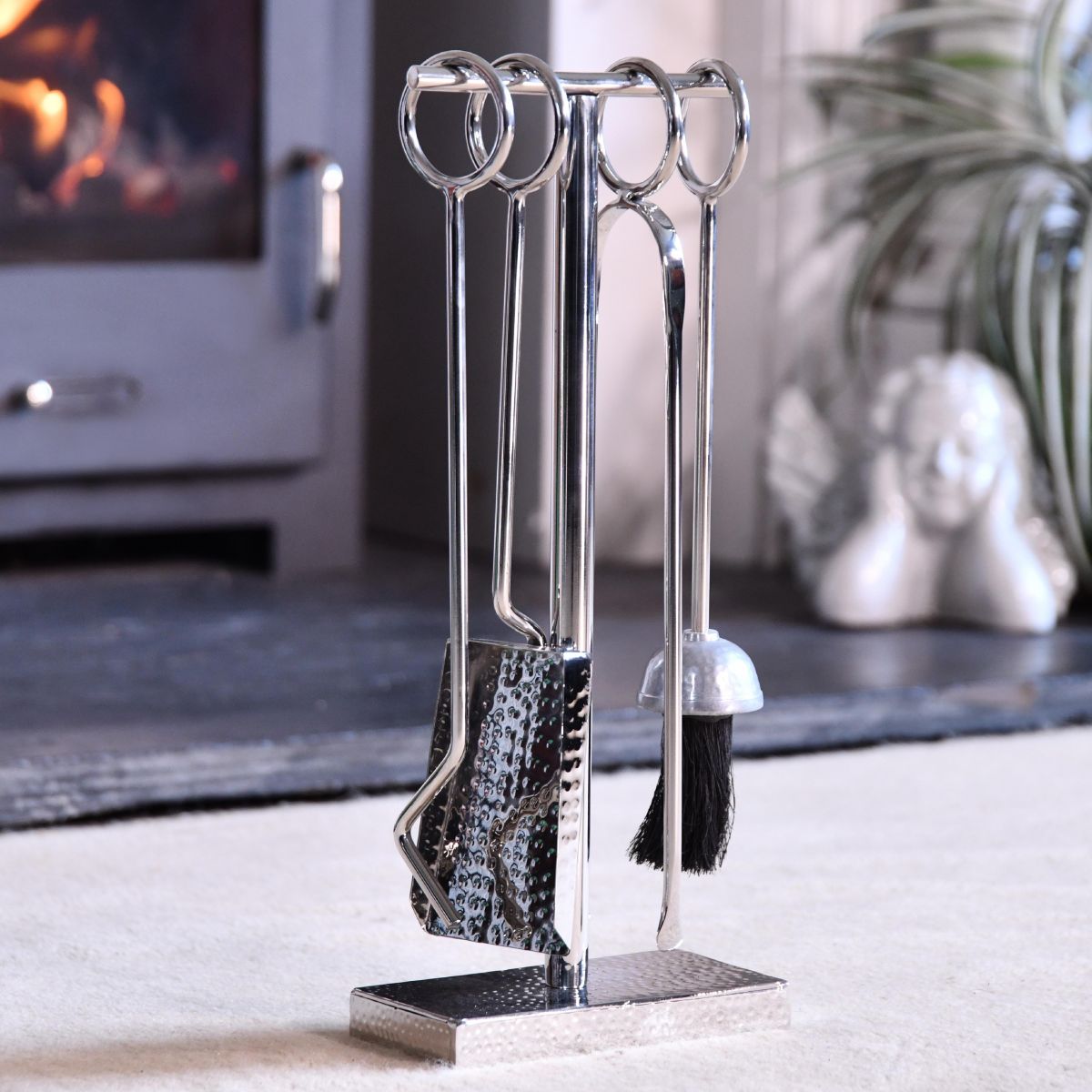 Midleton Hammered Polished Steel Companion Set  Midleton Hammered Polished Steel Companion Set